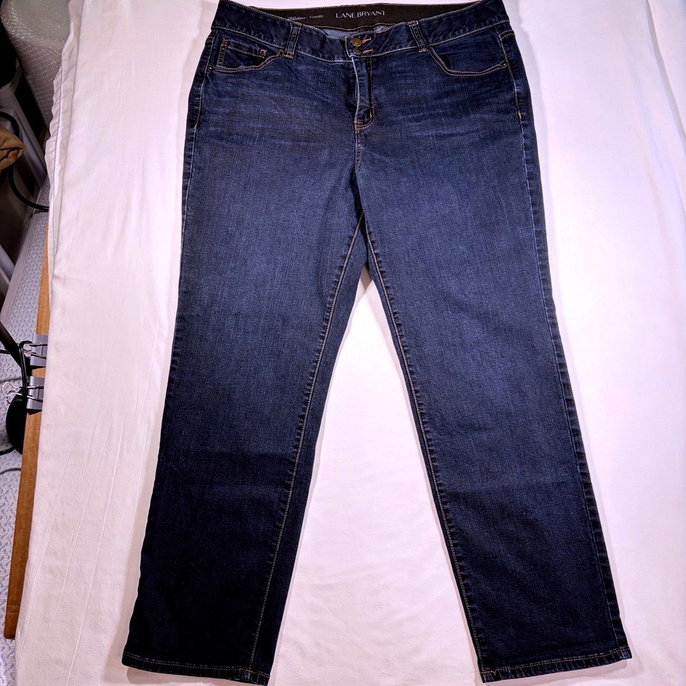 Lane Bryant High Rise Straight Jeans Dark Wash Tighter Tummy Tech‎ Stretch 20S